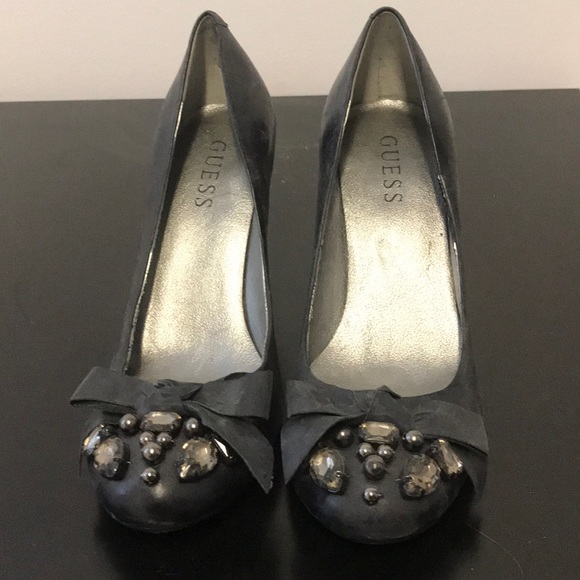 Guess crystal Bow black leather heel - Picture 1 of 8